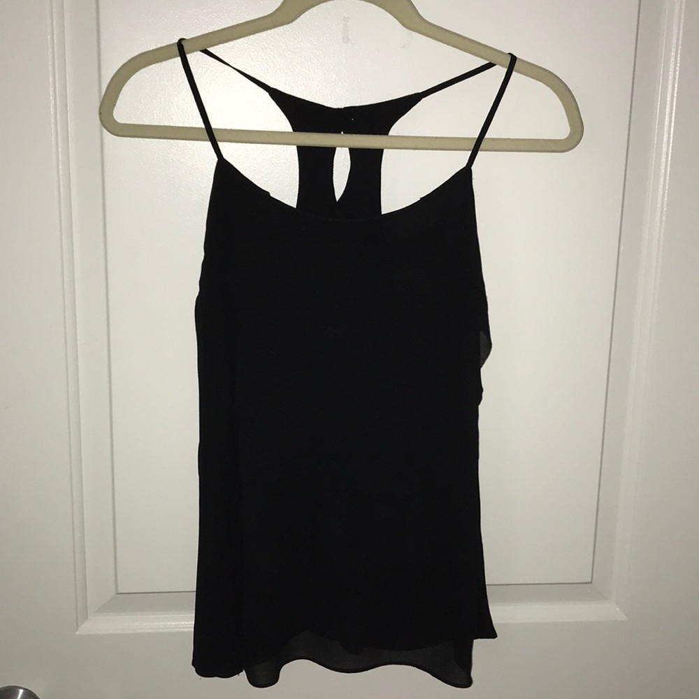 Naked zebra Black scallop chiffon tank